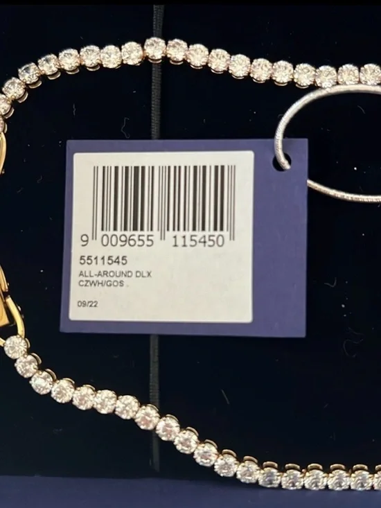 Swarovski Gold-Tone Chain with Clear Crystal Tennis Necklace - Picture 3 of 3